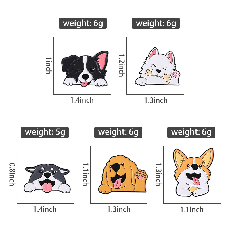 Cartoon Animal Fun Akita Dog Enamel Pins Creative animal shaped golden fur Dog Brooches Lapel Badge Jewelry Gifts for Friends view 3