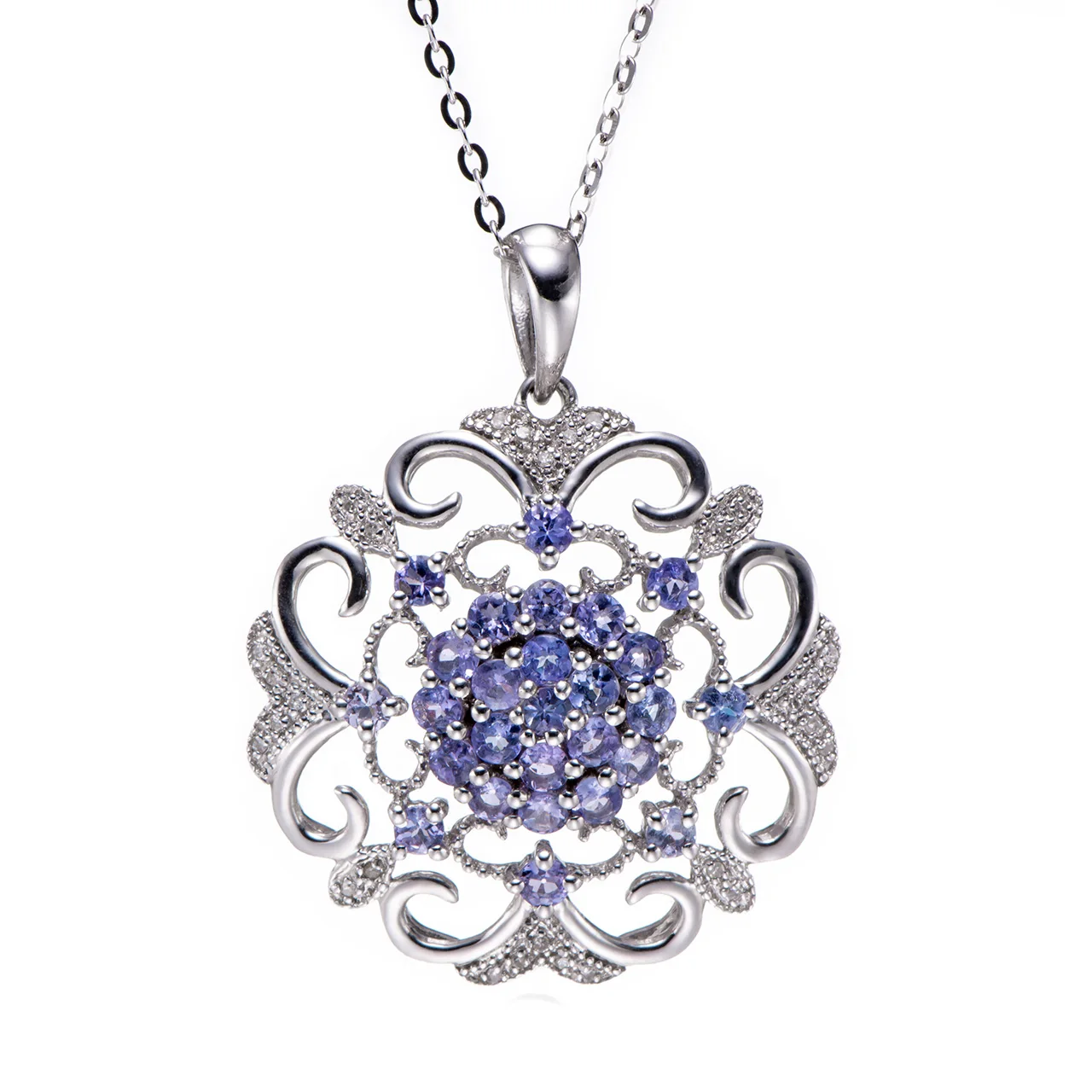 

GESIDE Tanzanite Rhodium Over Sterling Silver Pendant with Chain