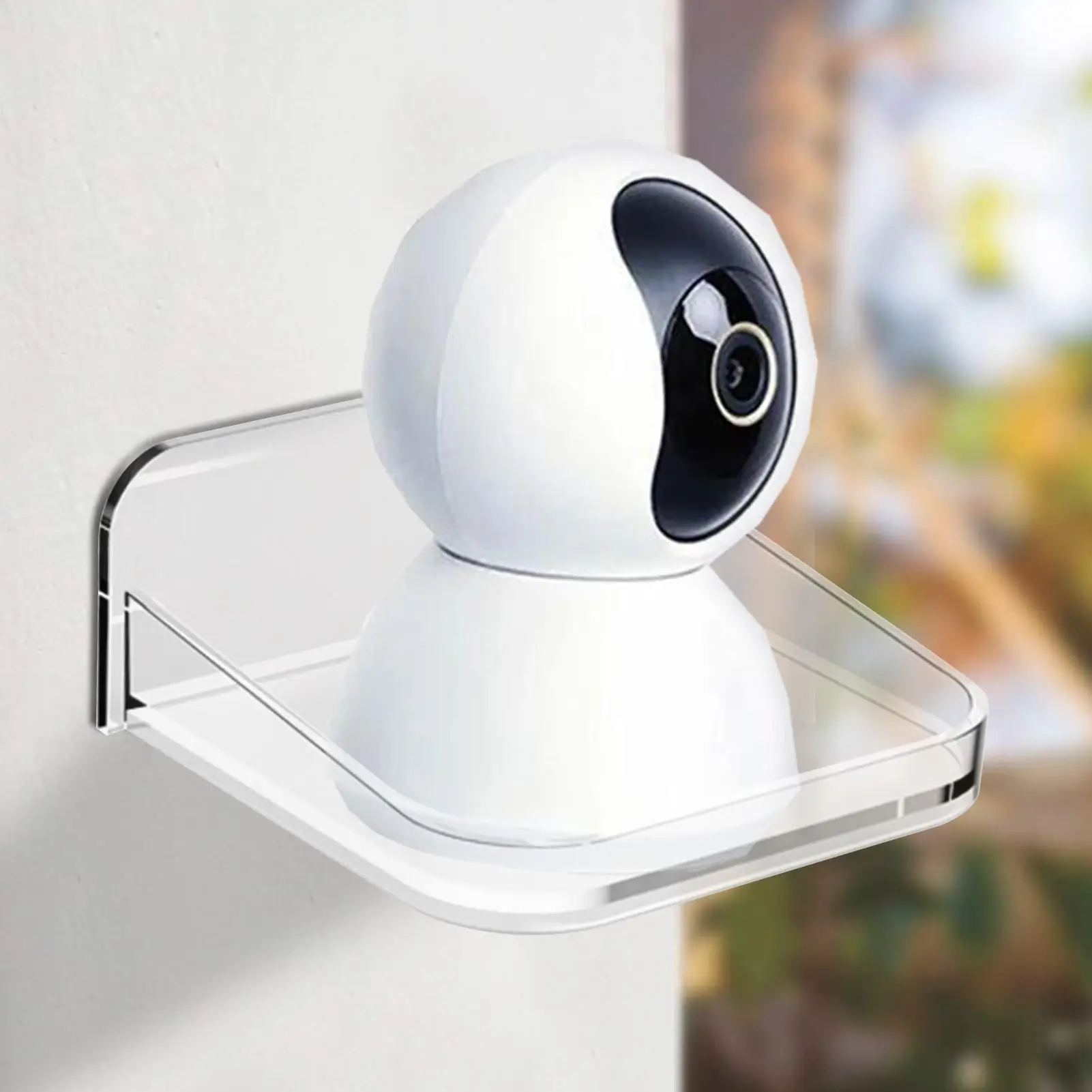 SurveillanceCamera Shelf Acrylic Adhesive Wall Mount Stand Storage Rack For Small Items Wall Space Bathroom Bedroom