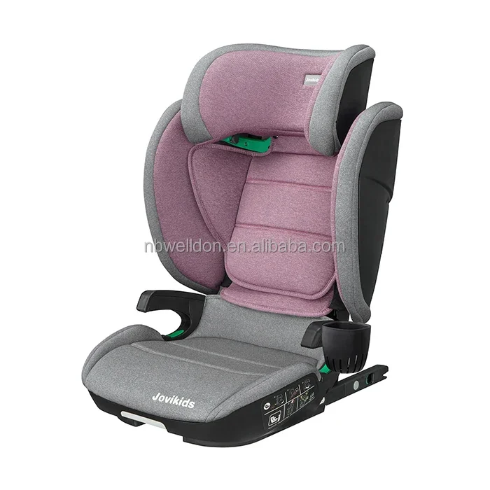 Venta al por mayor de 3 a 12 años Grupo 2/3 Silla de asiento de coche para bebés y niños con respaldo alto rosa i-size con ISOFIX