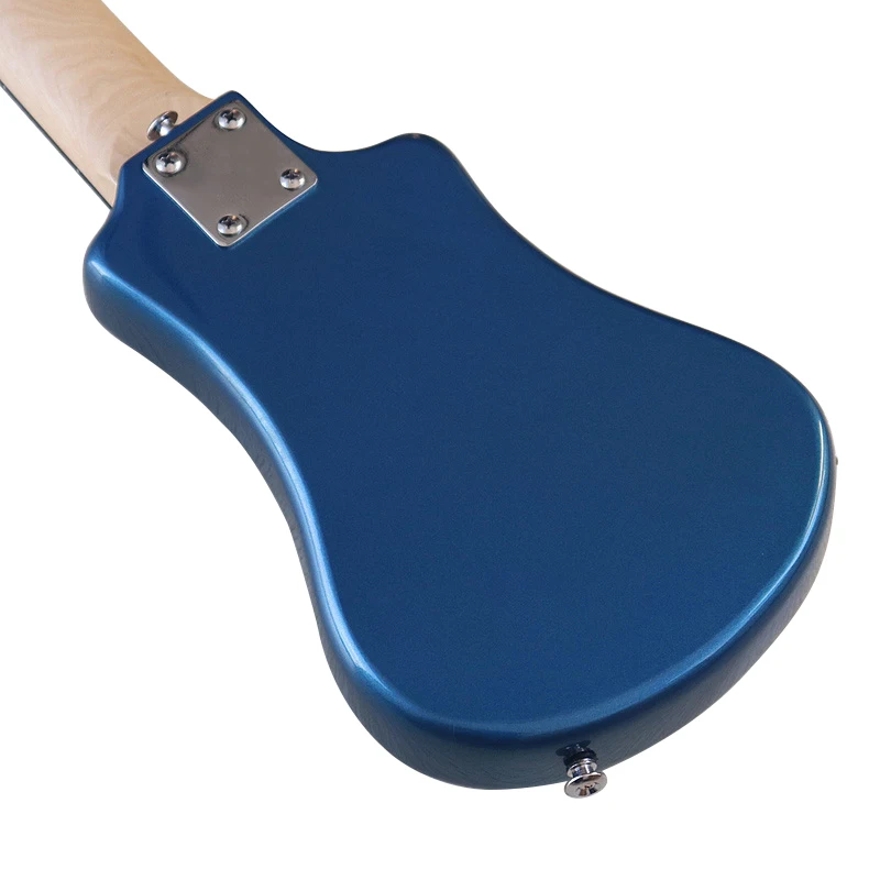 Left Hand Mini Electric Guitar Travel Guitar 34 Inch Basswood Body 6 Strings Wood Guitar High Gloss Blue