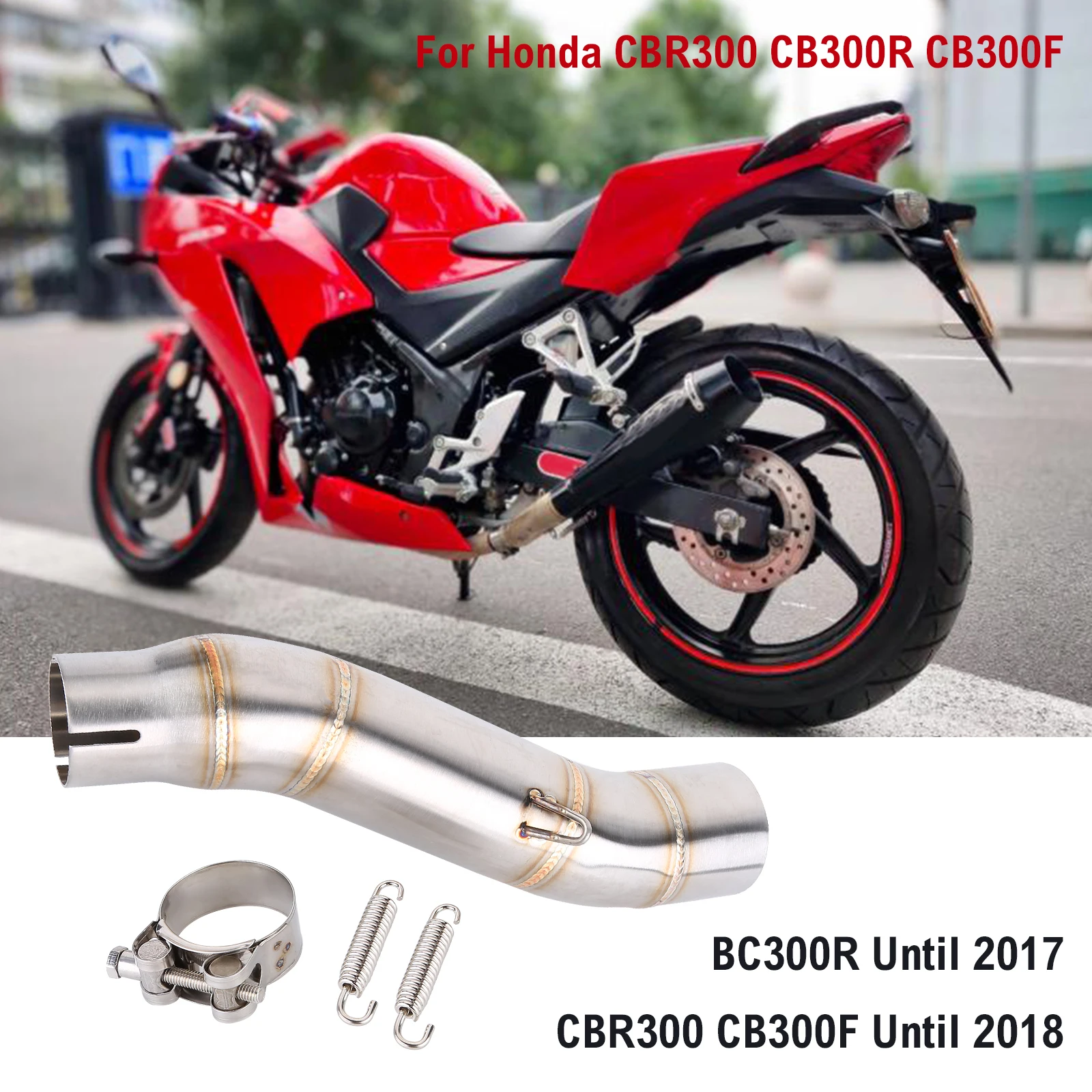 

Соединительный адаптер средней трубы выхлопной трубы для мотоцикла Honda CBR300 CB300F CB300R, нержавеющая сталь, серебристый