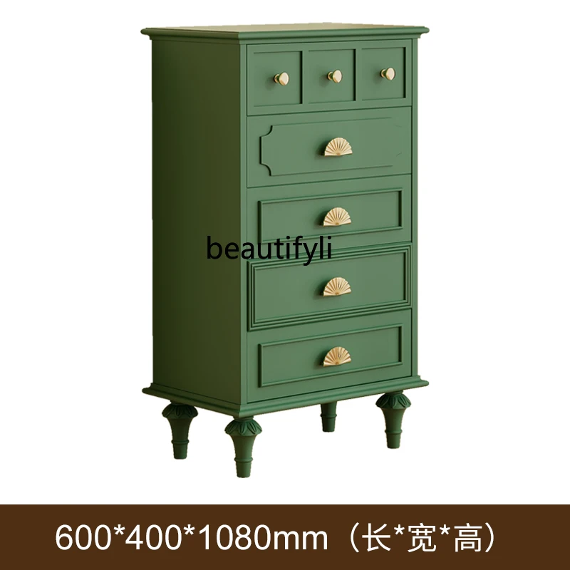 

American retro, nine-chest cabinet solid wood, living room, porch cabinet, bedroom, end of bed, against the wall for home use
