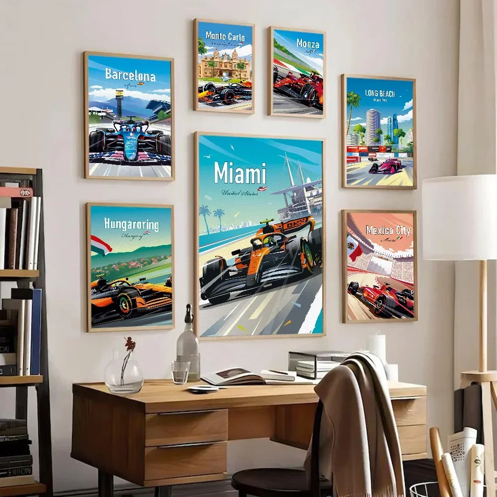 MiaMi F1 مدينة النيون المائية سباق الملصقات خمر لزجة خمر غرفة المنزل بار مقهى ديكور Kawaii غرفة ديكور #3