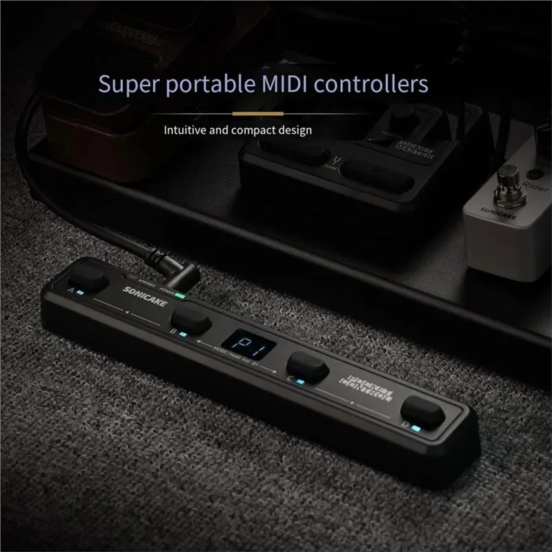 ABUE-SONICAKE Pocket Control Wireless MIDI Controller For Musician, USB Host, 4 Fotswitches Rechargeable Page Turner Pedal C