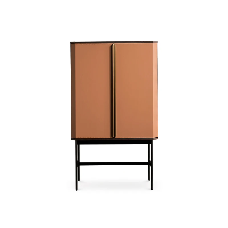 Wine Cabinet Light Luxury Household Side Cabinet Orange Saddle Leather Locker