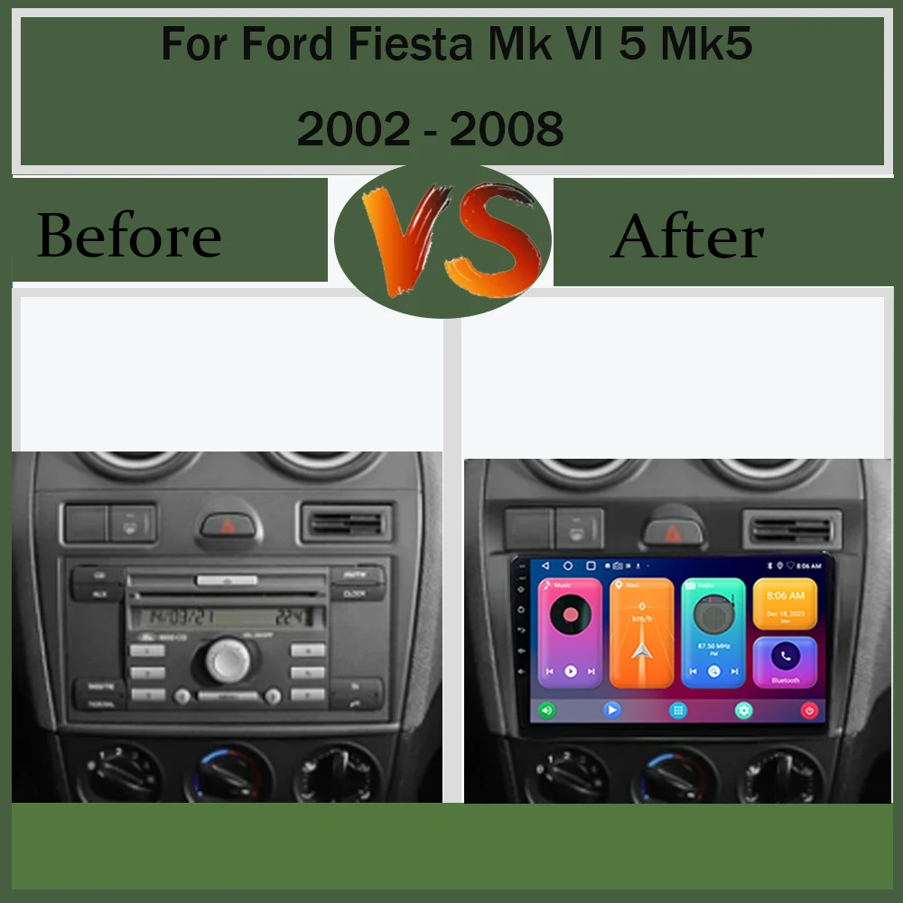 Android 13 Car Radio For Ford Fiesta Mk VI 5 Mk5 2002 - 2008 Multimedia GPS Navigation Player Stereo Carplay Android Auto WIFI