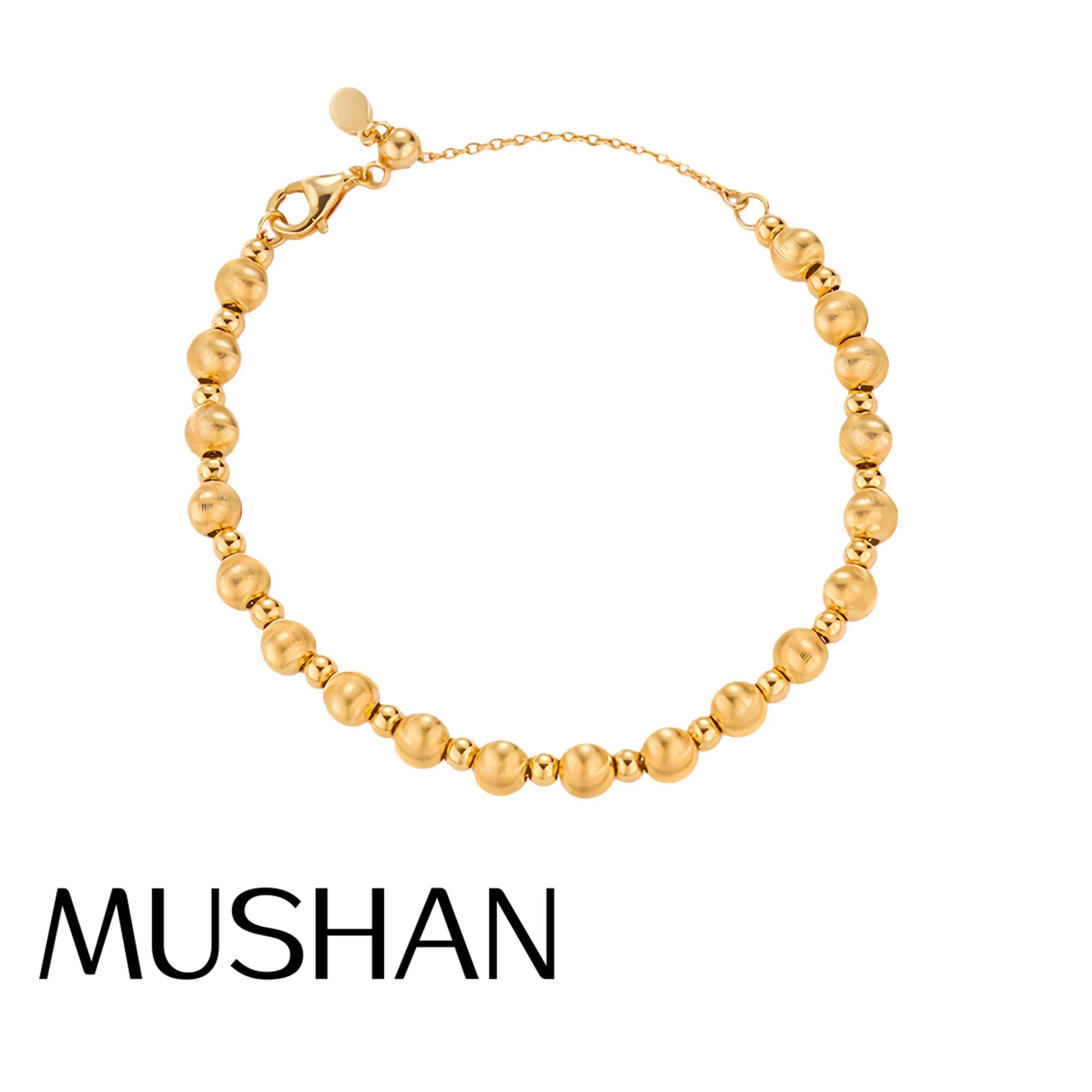 

Mushan Luxury Brand Cat Eye Brushed Beaded Bracelet For Women New Italian Laser Pure Silver Gold-Plated Jewelry