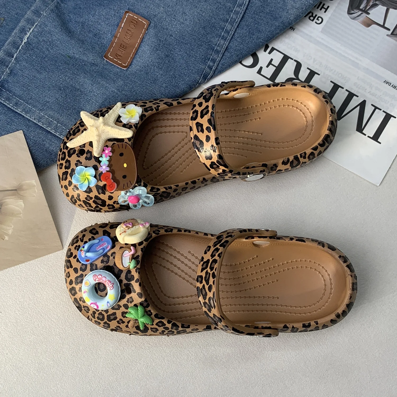 Cute Cartoon Hello Kitty Beach Charm Mary Jane Clogs Starfish Decor Soft Eva Summer Slippers Ideal Vacation Gift for Teen Girls view 2