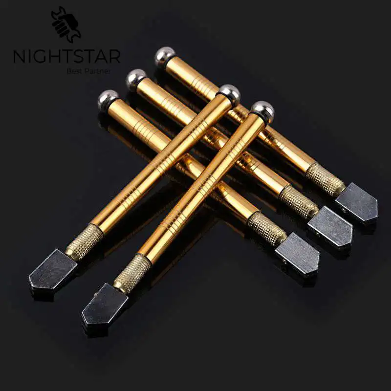 Glass Cutter Diamond Tip Steel Blade Cutting Tool Oil Feed Glass Cutter Antislip Metal Handle 175mm For Hand Tool Glass Cutting