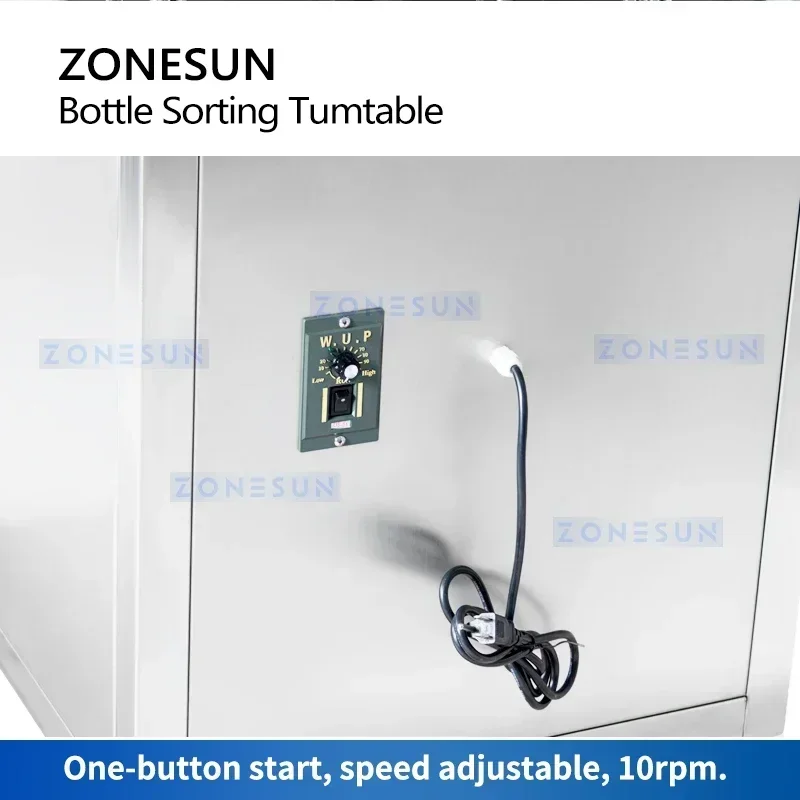 ZONESUN ZS-LP800 自動回転式プラスチックガラス瓶アンスクランブラー ガラス瓶選別ターンテーブル供給テーブル