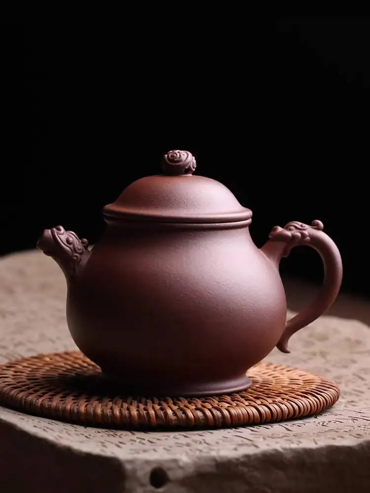 Yixing Original Purple Clay Teapot, Longpan Purely Handmade By Renowned Artit Xu Chenbao, Brewing Pot, Kung Fu Set, Tea