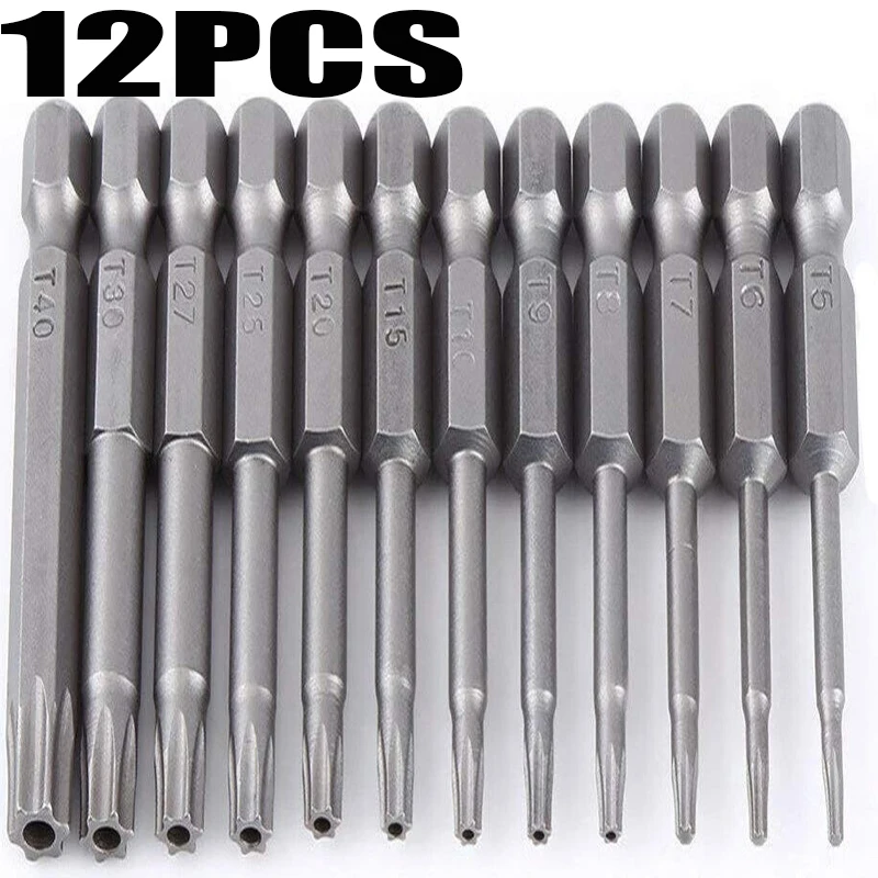 

12PCS 1/4" Hex Bits Driver Tamper Proof Security Drill Magnetic Bit Set Screwdriver Flat Head High Quality 50mm Screwdriver Set