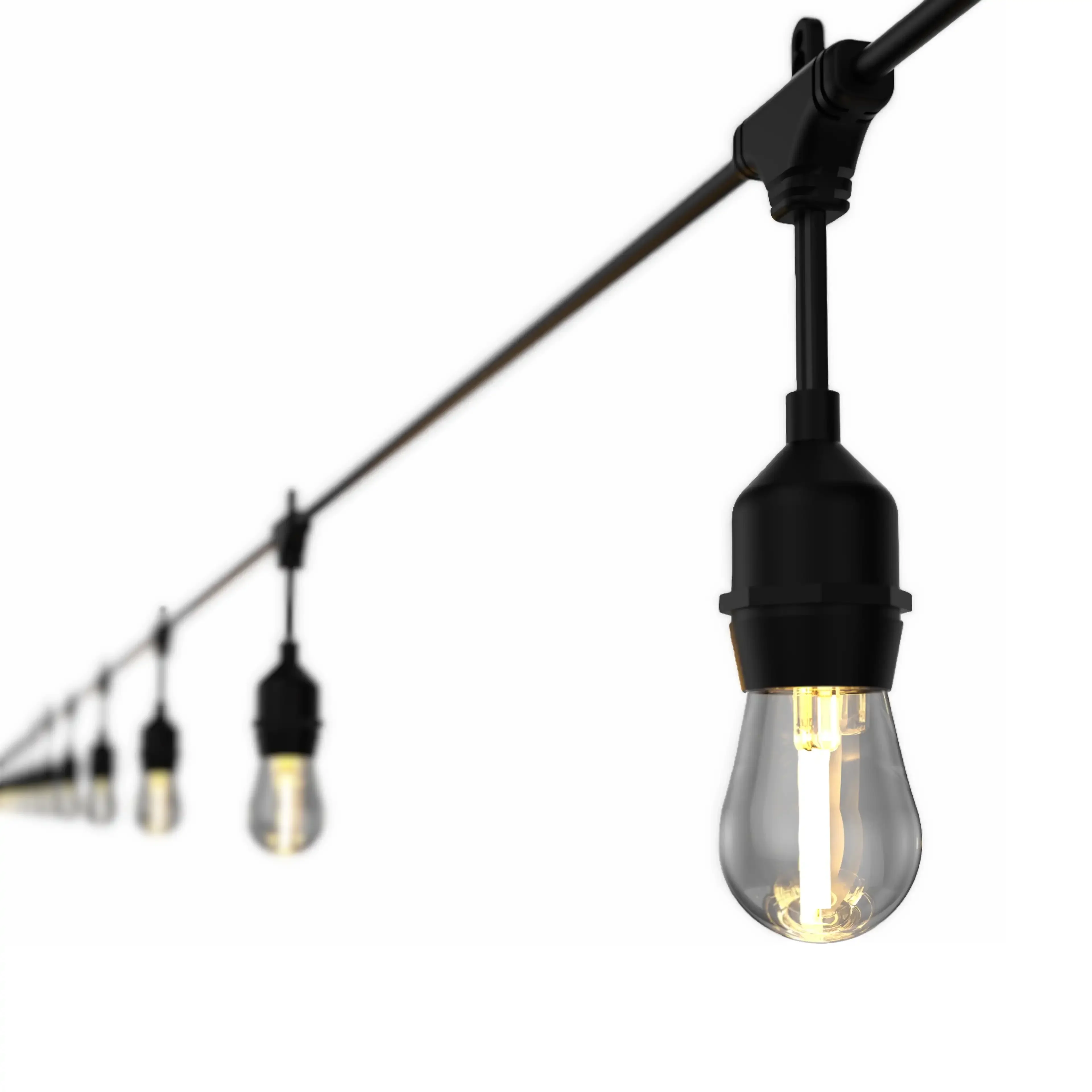 (Paquete de 2) Cadena de luces comerciales para exteriores de 12 pies, 6 bombillas LED inastillables, enchufables, resistentes a la intemperie