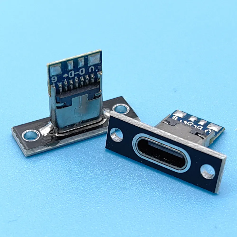 Type-C USB 2Pin 4Pin 5Pin 6Pin Female Connector Panel Mount Jack Charging Port of Solder Wire Type Socket With Fixing Plate