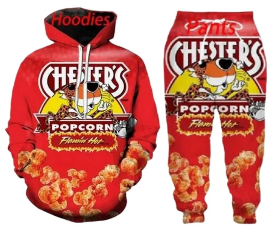 2 PAC Pants + Hoodies hot Cheetos 3D Print Hoodie Suit Men Sweatshirts Sweatpants Fashion Two Piece Tracksuit Set Men's Clothing