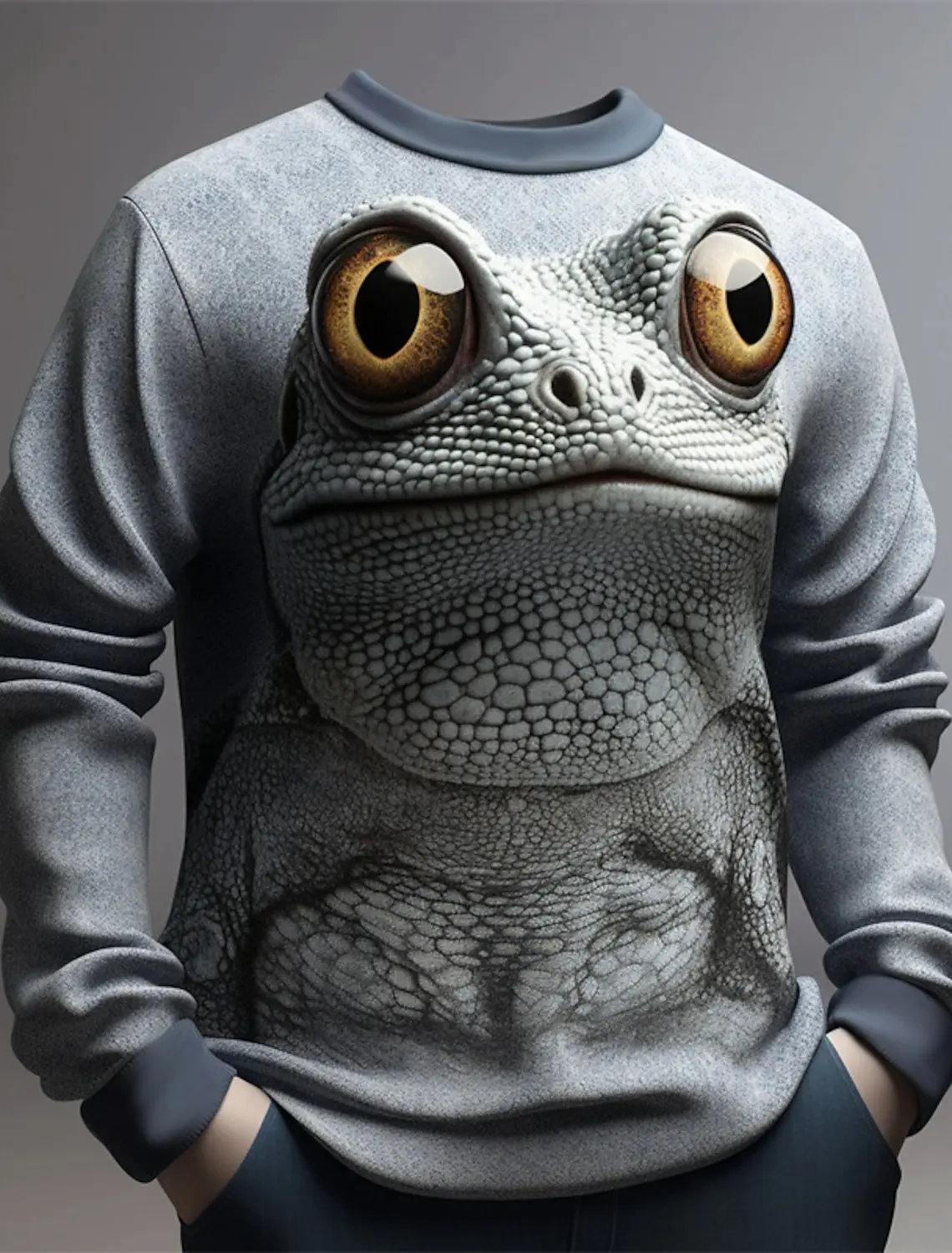 Męskie bluzy Animal Frog Bluza z długim rękawem Crew Neck Moda Cool Codzienny Druk 3D Sport Outdoor Holiday Streetwear