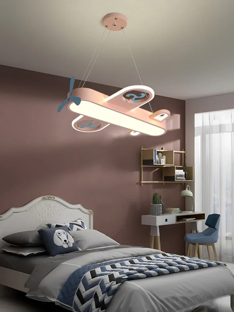 Lampa wisząca LED w kształcie samolotu, kreskówkowa, do pokoju dziecięcego, lampa sufitowa do sypialni chłopców i dziewcząt, dekoracja domu, oświetlenie dziecięce. — 2
