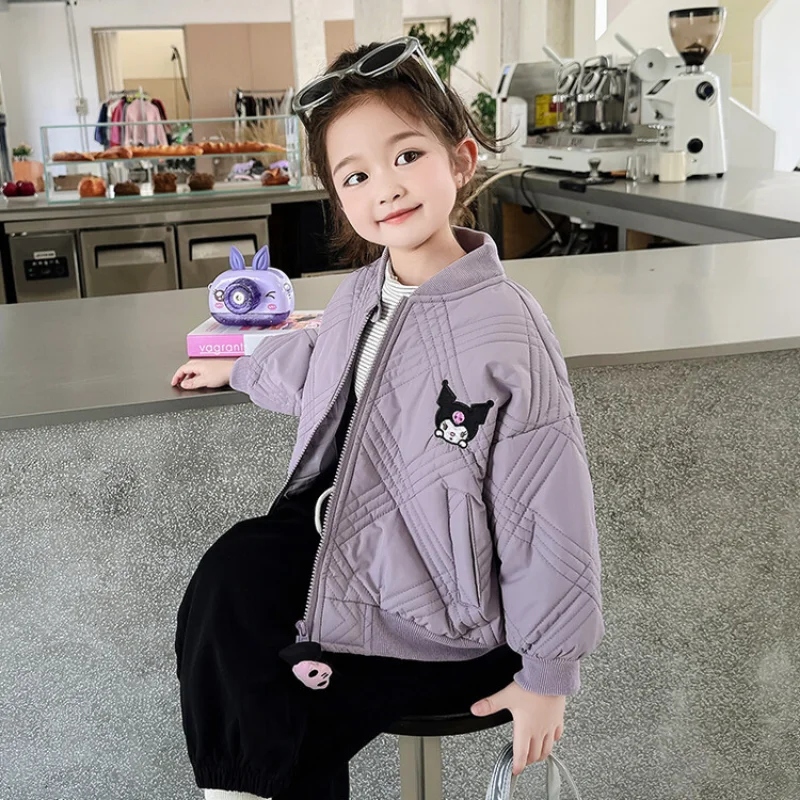 Nuovo Sanrio Ragazze Ragazzi Cartoon Kuromi Giacca Bambini Adolescenti Cappotti di cotone Autunno Inverno Bambini Giacche con cerniera Capispalla sportiva casual