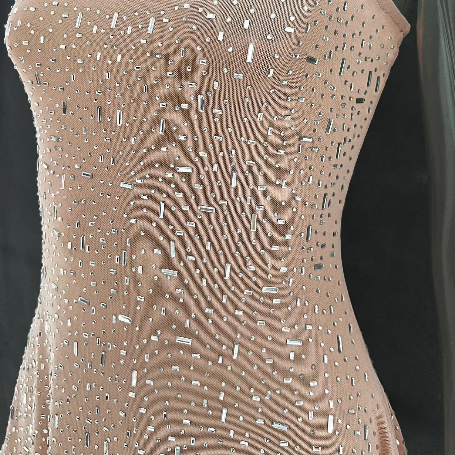 Vestidos de fiesta de noche con diamantes de imitación de malla brillante, vestido largo ajustado para mujer, vestido largo Sexy transparente con lentejuelas para verano 2025