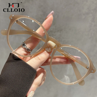 CLLOIO 2025 Campus Leisur Anti Blue Light Photochromic Glasses Students Round Myopia Eyeglasses Prescription Reading Eyeware