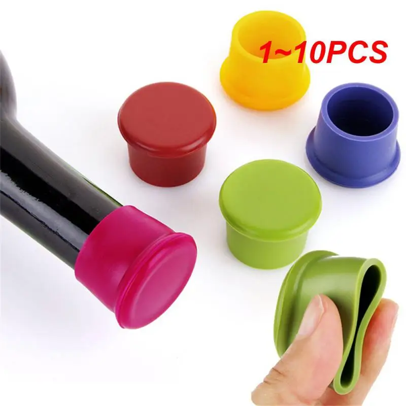 1~10PCS Silicone Wine Beer Cover Bottle Stopper Caps Strong Seal Keep Fresh Cork