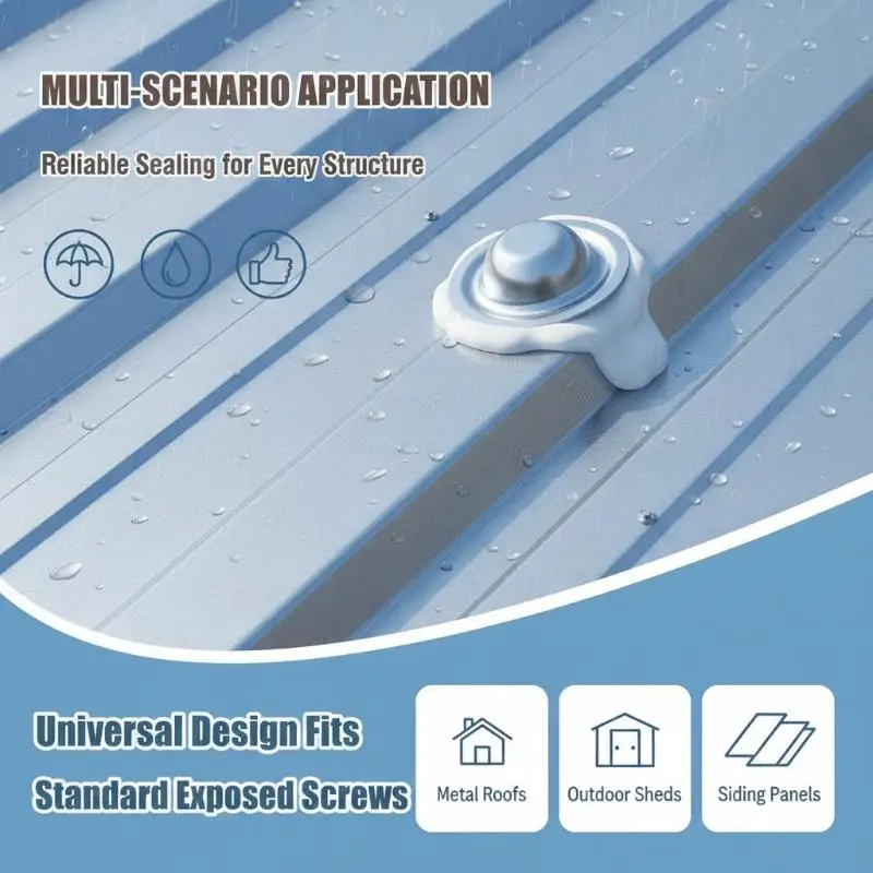 [W] 5pcs Stainless Steel Metal Roof Screw Caps Weather Resistant Leak Protection Roof Bolt Caps Rust Resistant Screw Head Covers
