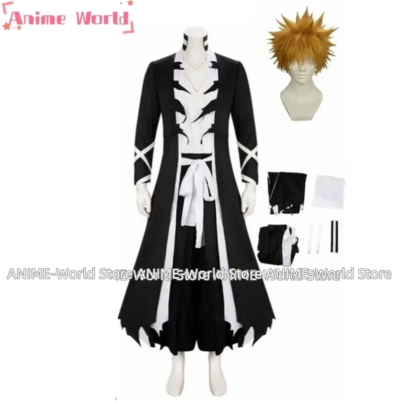 

《Custom size》Anime Ichigo Kurosaki Cosplay Costume Wig Halloween Christmas Costume