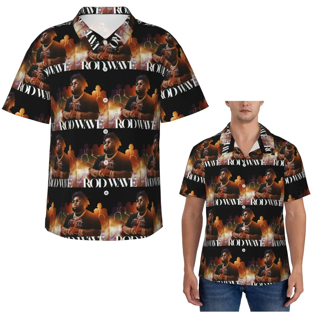 Rod Wave Hawaiian Shirts Fashion Men Short Sleeve Shirt for Summer Beach Men's Lapel Tops