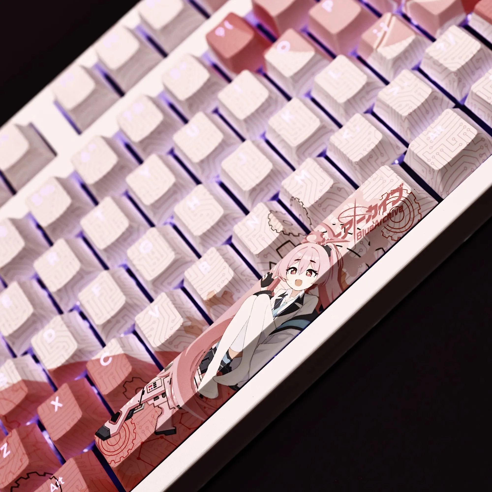 Imagem -03 - Anime Gaming Key Caps para Teclado Arquivo Azul Kurosaki Koyuki Pbt Backlit Desenhos Animados Anime Ansi 61 87 104 108 Chaves Set