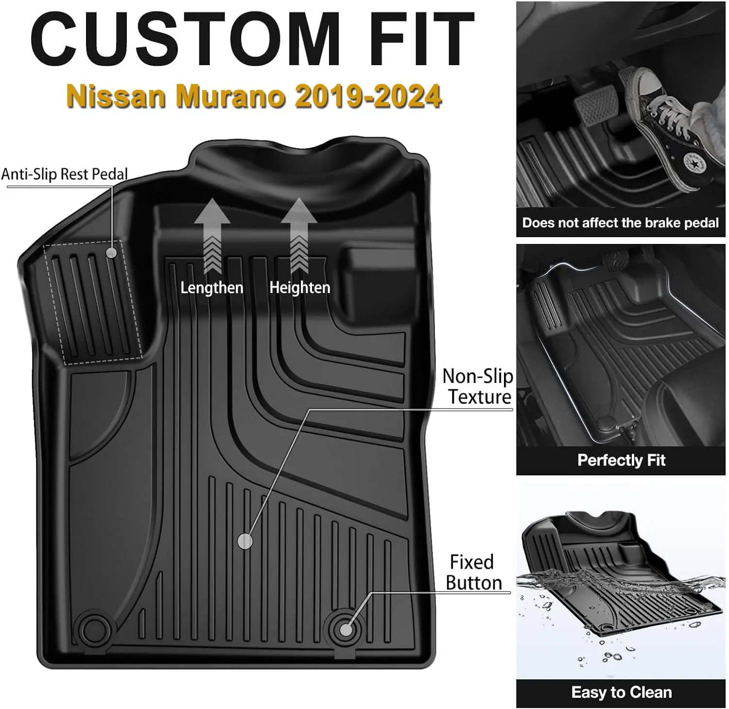 مجموعة مفارش أرضية وبطانات شحن متوافقة مع 2019-2024 نيسان مورانو، بطانة أرضية لإكسسوارات السيارات لجميع الأحوال الجوية #2