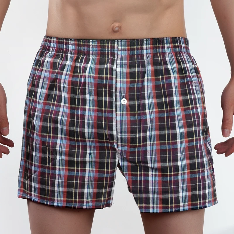 4 Pcs Mens Plaid Underwear Cotton Shorts Boxers Casual Sleep Underpants Comfortable Homewear Male Striped Beach Panties L-3XL