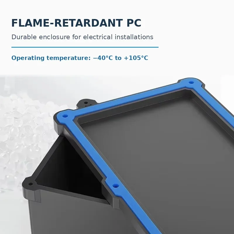 Black IP68 Waterproof Plastic Outdoor Junction Box Flame Retardant Sealed Case for Rainproof Applications