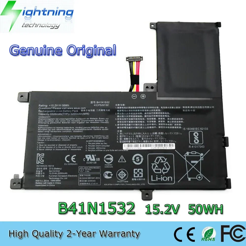 Новый оригинальный аккумулятор для ноутбука B41N1532 15,2 В 50 Втч для ASUS Zenbook Flip Q504U Q504UA Q504UAK UX560UA 0B200- 0201010 и т. д. Новый оригинальный аккумулятор для ноутбука B41N1532 15,2 В 50 Втч для ASUS Zenbook Flip Q504U Q504UA Q504UAK UX560UA 0B200- 0201010 и т. д.