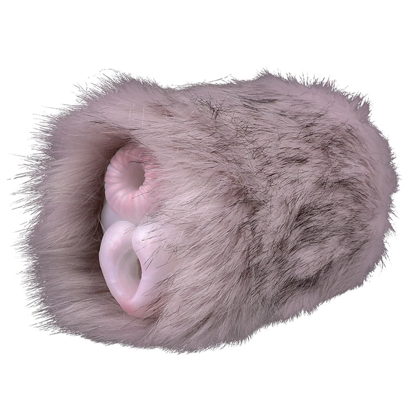 17*11cm Furry Rabbit Simulate Vagina & Anus 2Holes Male Masturbator Pussy Anal Sex Toy for Penis Penetration Masturbation Cup
