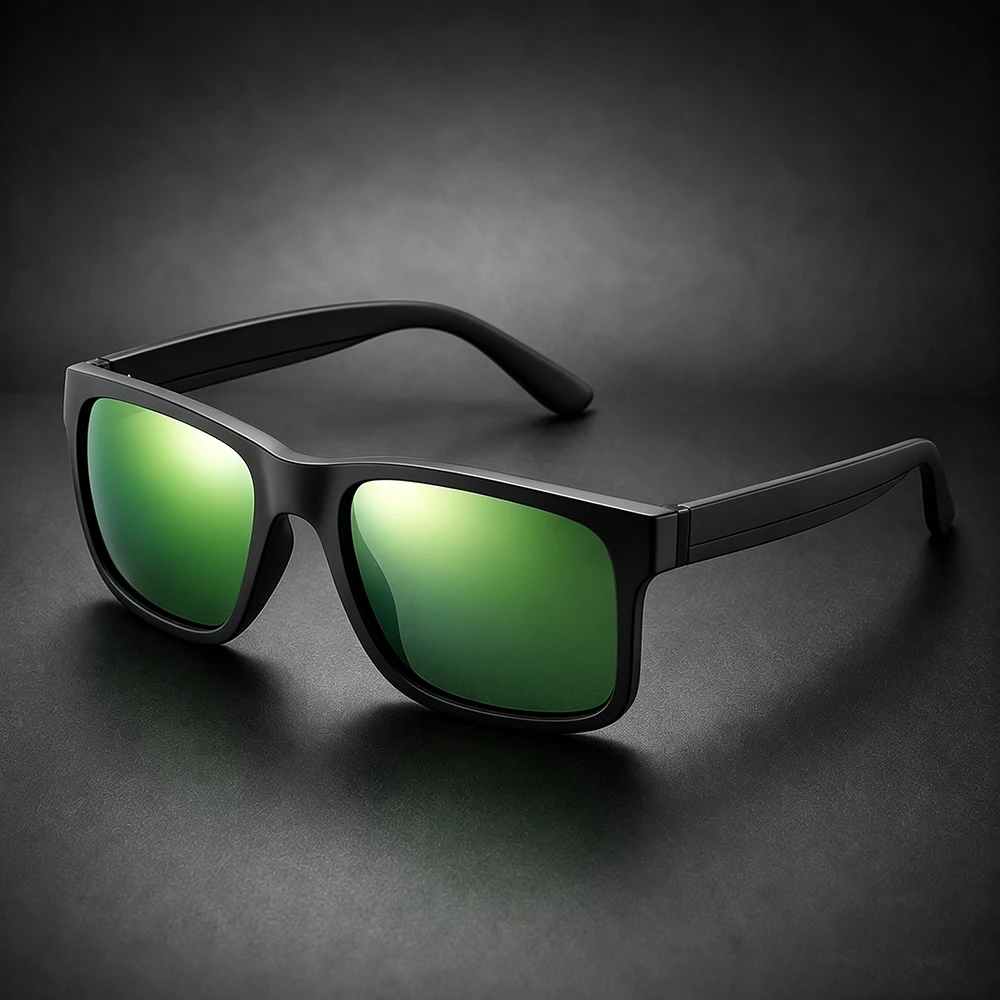 Matte Schwarze Rahmen Polarisierte Sonnenbrille für Herren Quadratisch UV400 Fahrbrille Outdoor-Sport Sonnenbrille – Detail 13