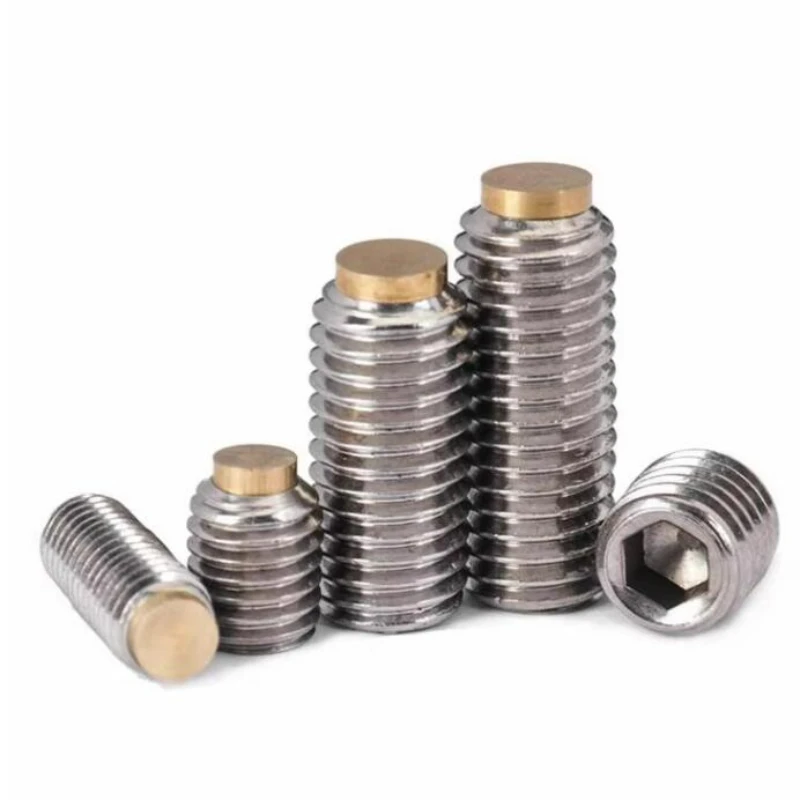 20/50pcs M3 M4 M5 M6 M8 M10 304 Stainless Steel Copper Head Machine Brass Raised End Screw Plunger Machine Rice Buffer Screw