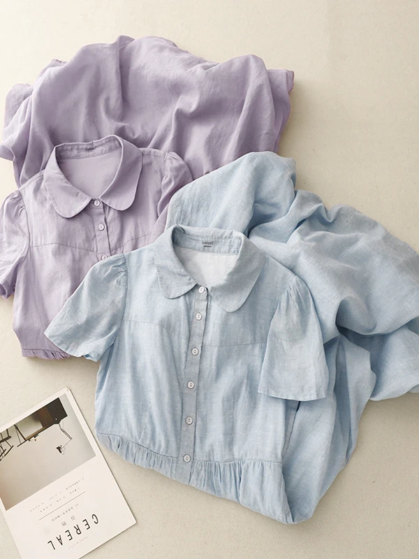Color puro Blo algodón lino largo Svel muñeca Collar A-Line irt Dr adelgazamiento ropa de mujer de gran tamaño