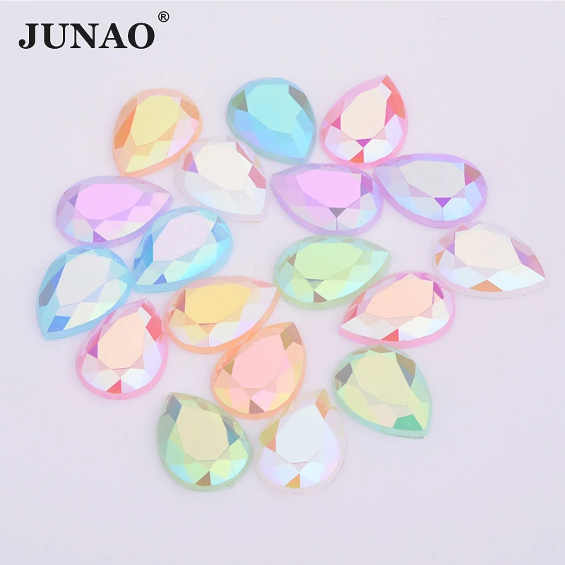 JUNAO 13*18 مللي متر 10*14 مللي متر لامعة مزيج اللون دمعة حجر الراين فلاتباك ستراس كريستال غير الإصلاح الأحجار الخرز لفستان مجوهرات