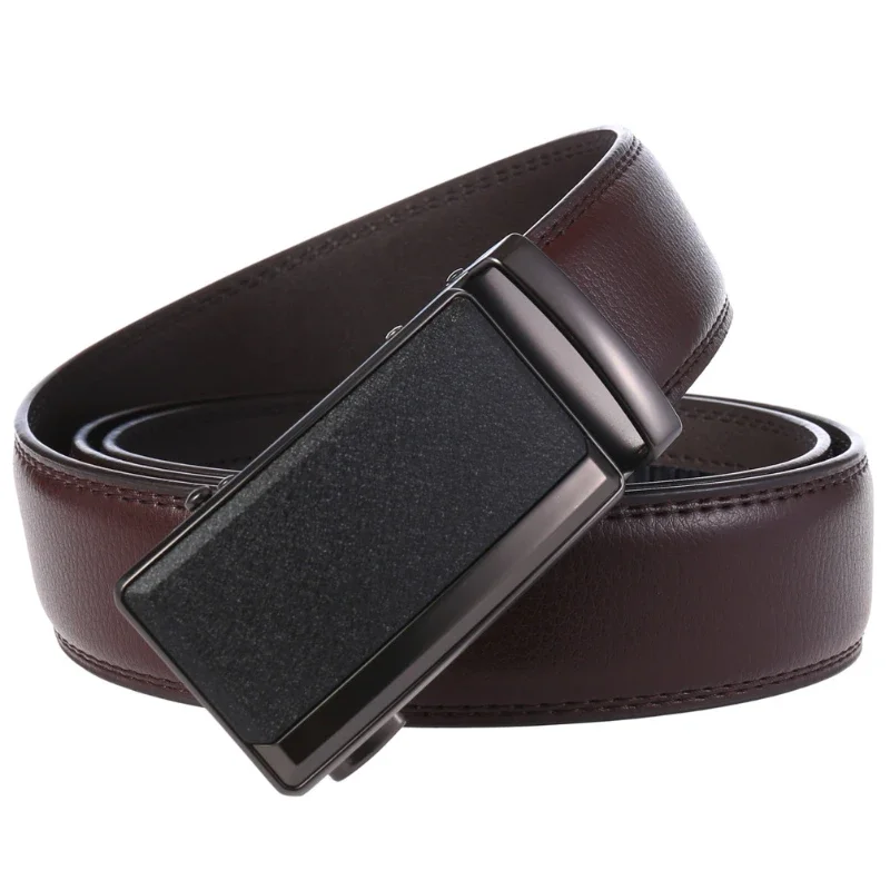 Cinturón de cuero genuino de alta calidad para hombre, cinturón con hebilla automática de marca de lujo, cinturón de negocios de cuero de vaca superior, cinturón de diseño ajustable