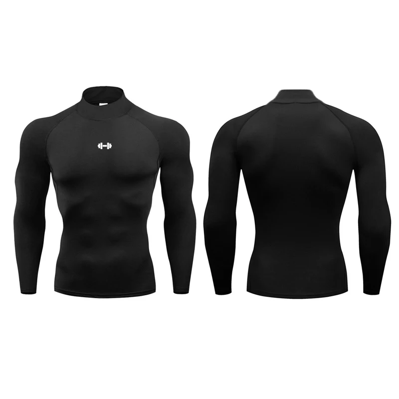 Mens Running T-shirts Compression Long Sleeve Sport Shirts Dumbbell Fitness Training Jogging Gym Sportswear Quick Dry Rashgard