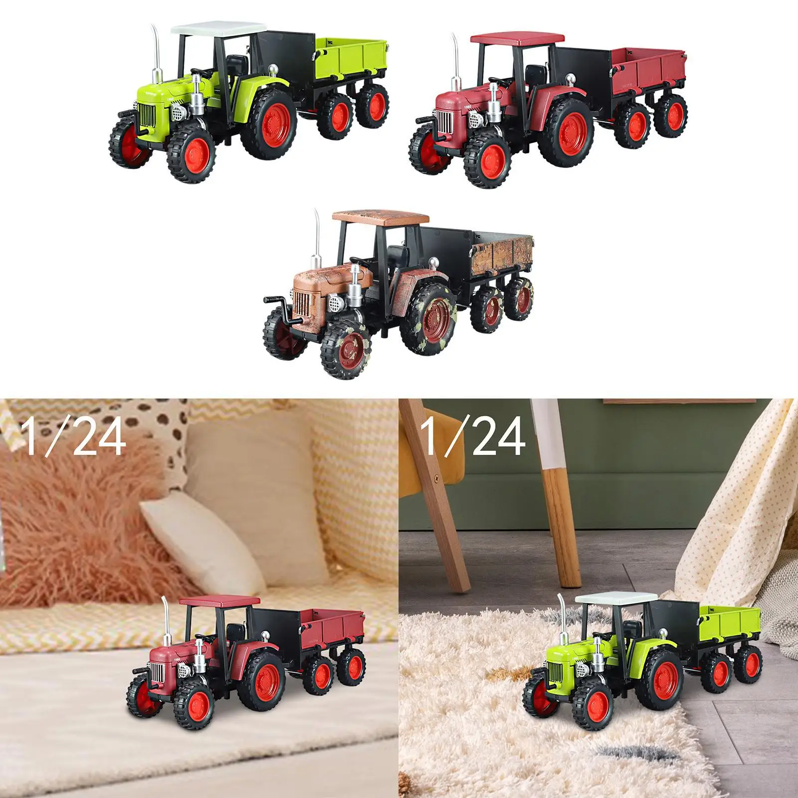 1:24 Scale Tractor Toy Farm Toy Vehicle for Toddlers Kids Festivals Present