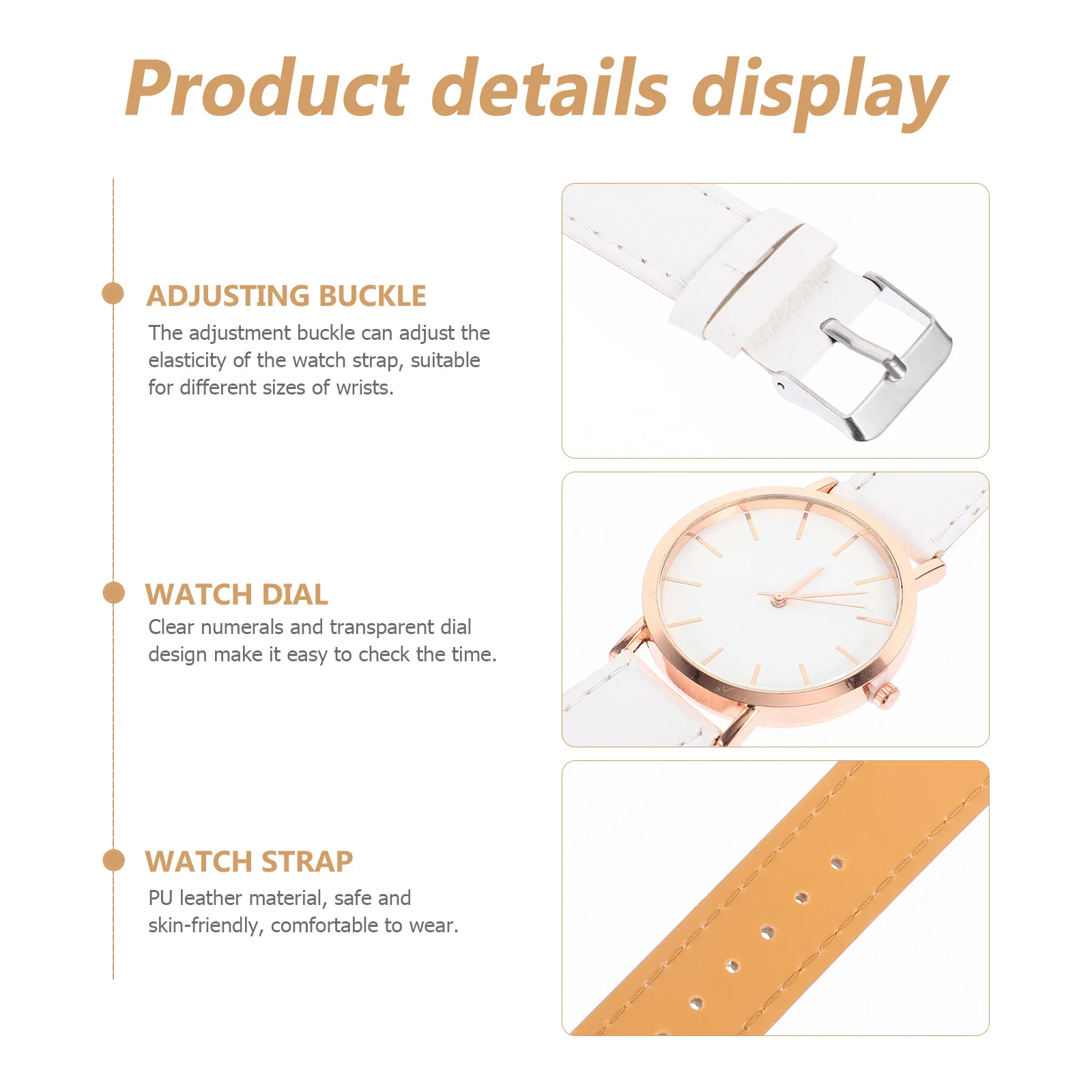 

Women's Strap Quartz Watch PU Comfortable Strap Accurate Timepiece Lightweight Waterproof Decorative Female Wrist Watch