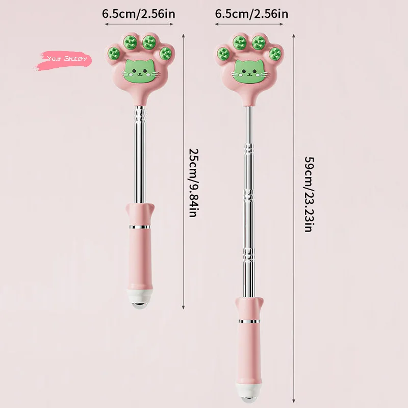 Gratte-pattes de chat en acier inoxydable, outil télescopique extensible pour le dos avec boule magnétique, Massage pour chats démangeaisons