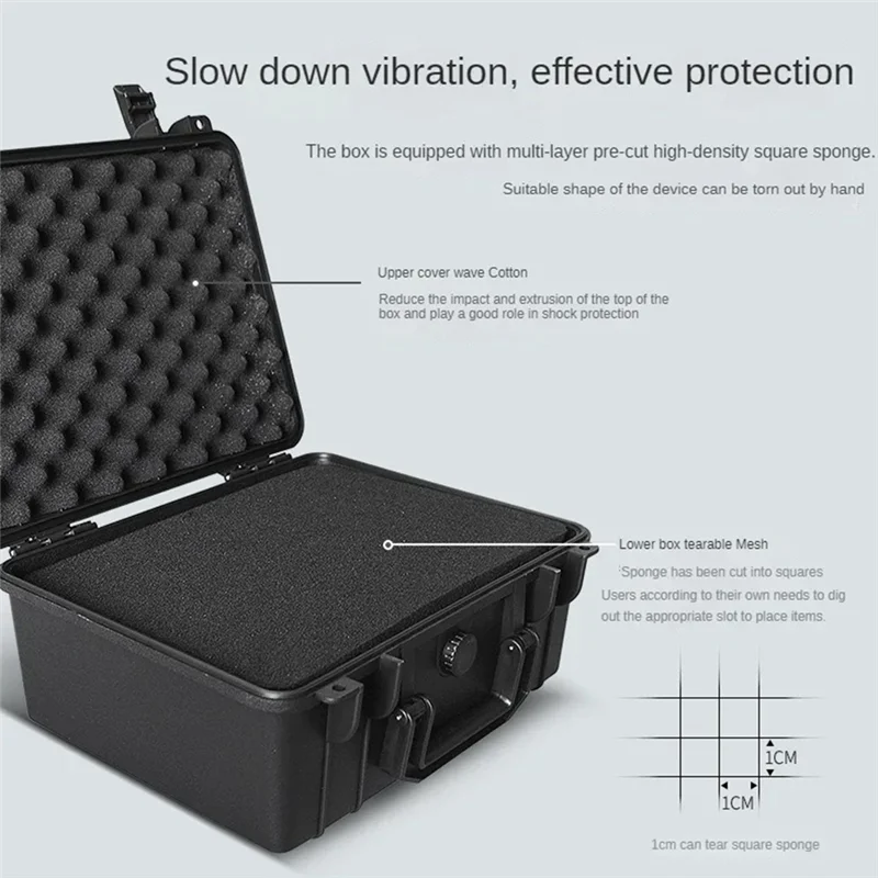 AS60-Portable Suitcase Thicken Plastic Hard Case Equipment Hardware Toolbox Large-Capacity Instrument Box With Sponge