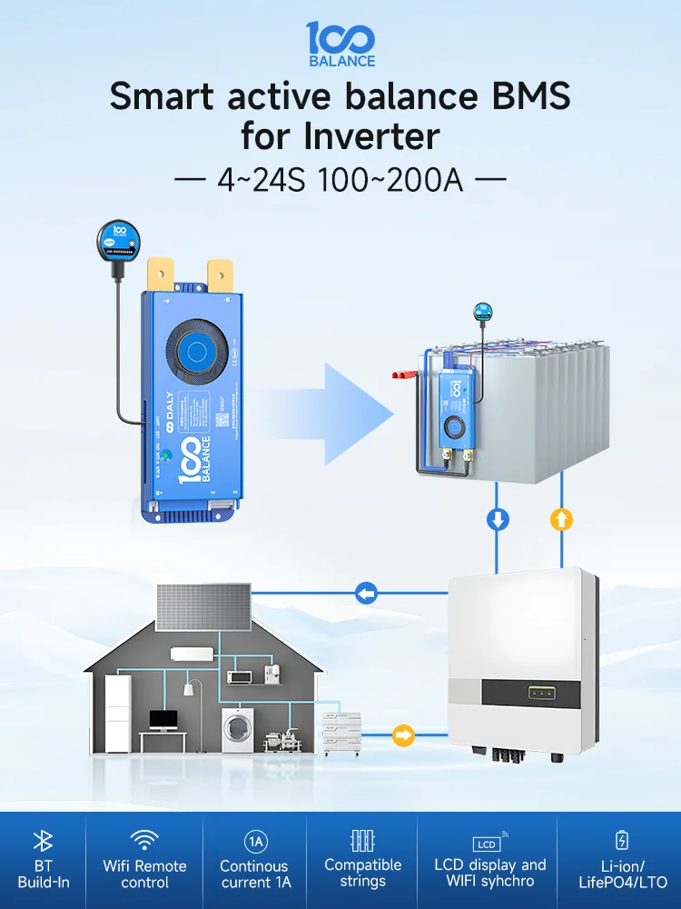 DALY 200A mart bms wifi bms Active balance bms 16s bluetooth 4S 8S 60A 80A100A jk 150A Lifepo4 Li-ion LTO Can jk bms 4s lifepo4