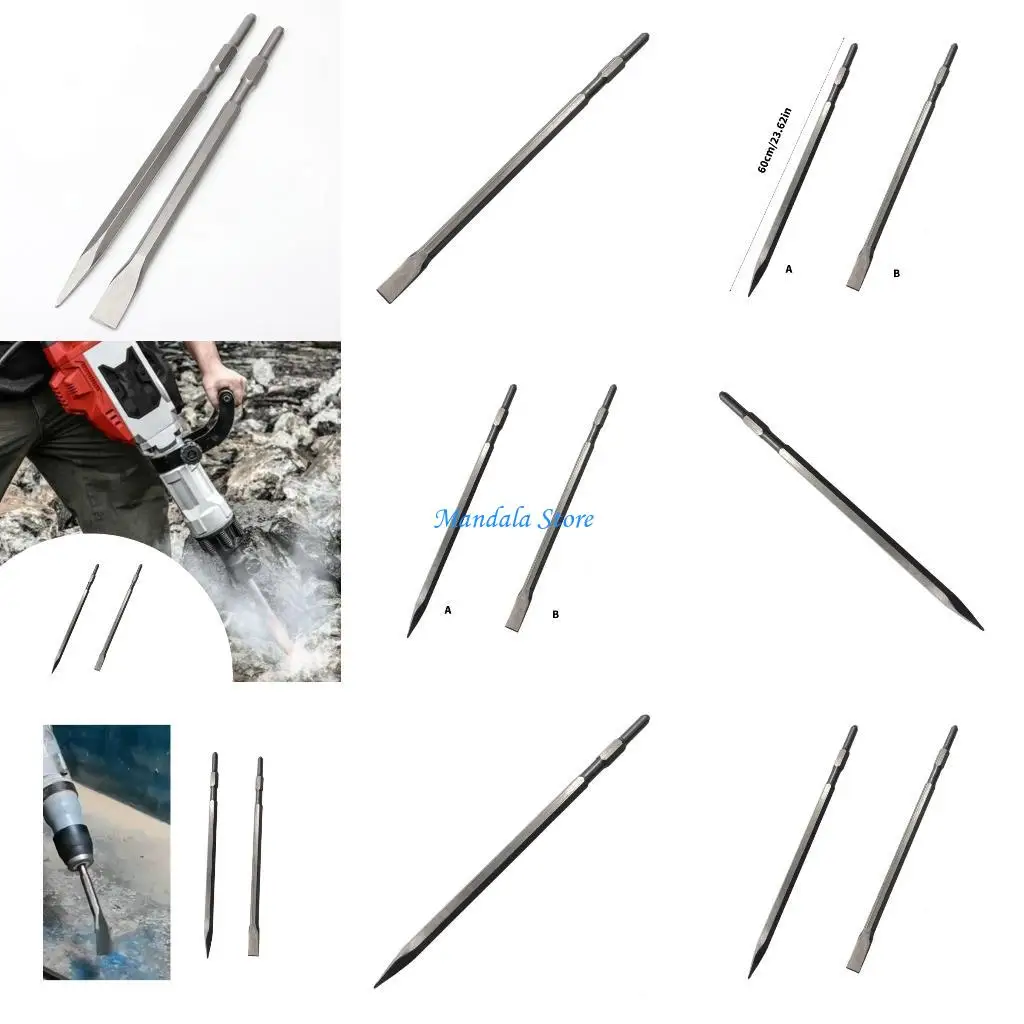 

U2JC 600mm Electric Hammer Masonry Point Grooved Flat Tool Wall Rock Drill Bit For Tile Cement Concrete Brick