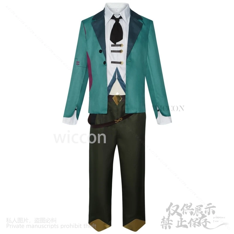 Ekko 코스프레 그린 세트 유니폼 상의 바지 가발, 남자 애니메이션 게임 LOL 아케인 S2 코스튬, 맞춤형 할로윈 크리스마스 파티