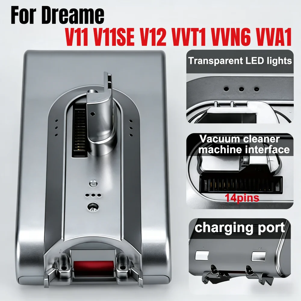 

25.2V 5000mAh Battery For Dreame Compatible V11 V11SE V12 VVT1 VVN5 VVN6 VVA1 Replacement Battery Pack Wireless Vacuum Cleaner