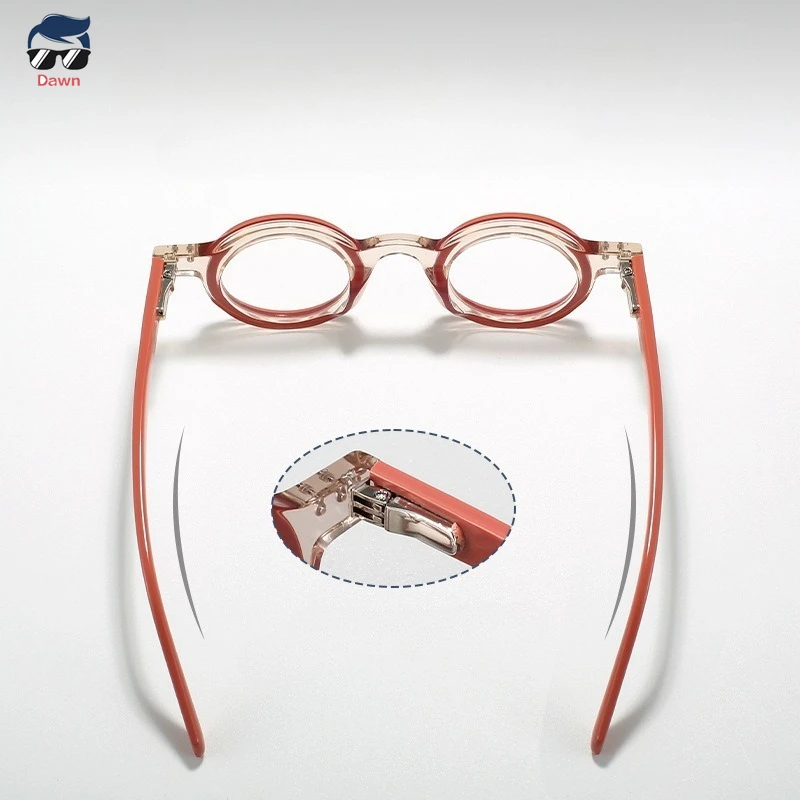 نظارات دائرية بلونين | إطارات خلات كلاسيكية للجنسين مع عدسة ضوء أزرق ثلاثية الأبعاد متوافقة مع وصفة طبية ثلاثية الأبعاد
